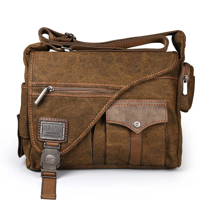 Borsa a tracolla multifunzione da uomo in tela Ruil – stile retrò