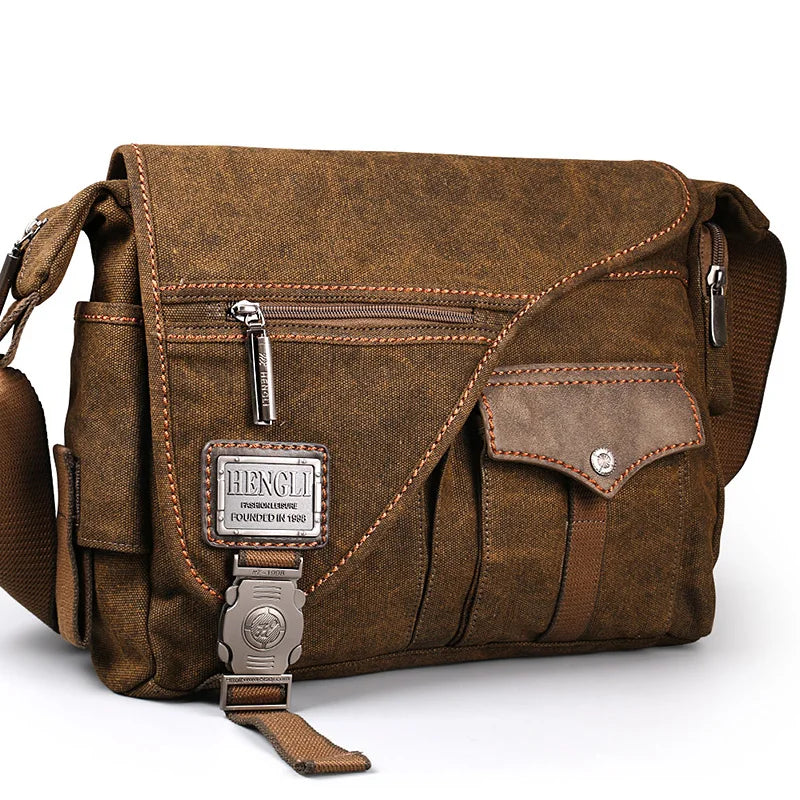 Borsa a tracolla multifunzione da uomo in tela Ruil – stile retrò