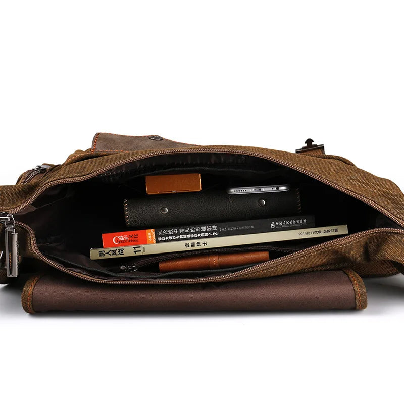 Borsa a tracolla multifunzione da uomo in tela Ruil – stile retrò