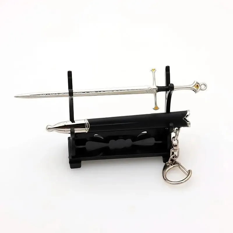 Glamdring, Aragorn, Narsil, Andúril – Spade degli Elfi | Terra di Mezzo | Katana Samurai in Metallo 22 cm – Portachiavi, Decorazione, Regalo Fantasy