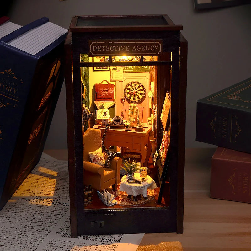 Libreria Nook in Legno Fermalibri - Decorazione per Scaffale con Luci LED.