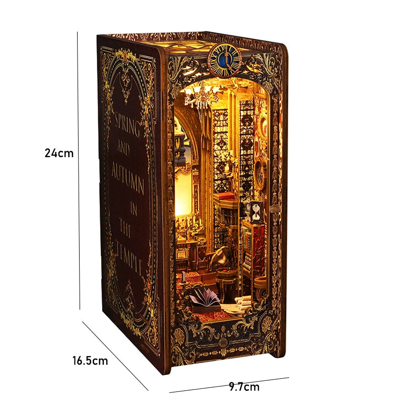 Libreria Nook in Legno Fermalibri - Decorazione per Scaffale con Luci LED.