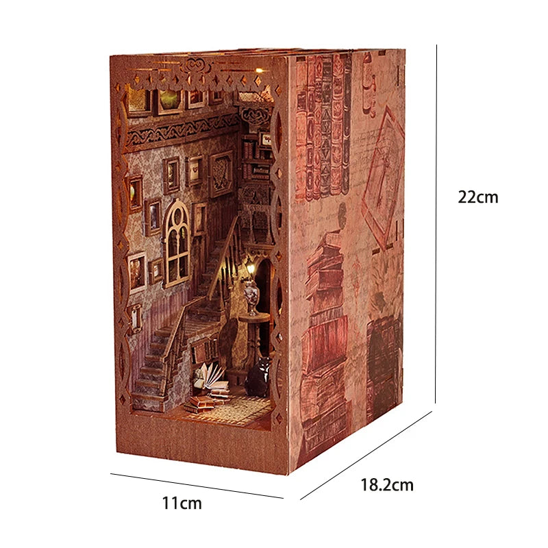 Libreria Nook in Legno Fermalibri - Decorazione per Scaffale con Luci LED.