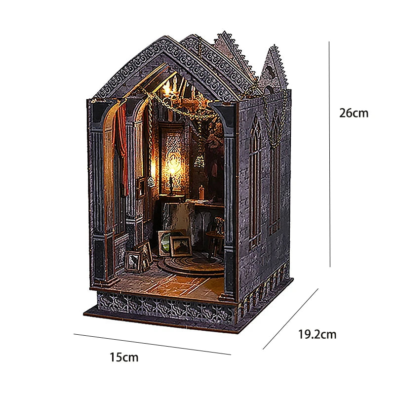 Libreria Nook in Legno Fermalibri - Decorazione per Scaffale con Luci LED.