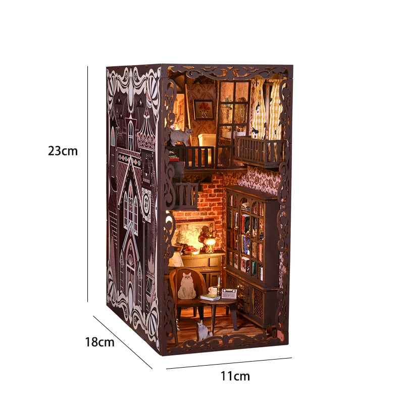 Libreria Nook in Legno Fermalibri - Decorazione per Scaffale con Luci LED.