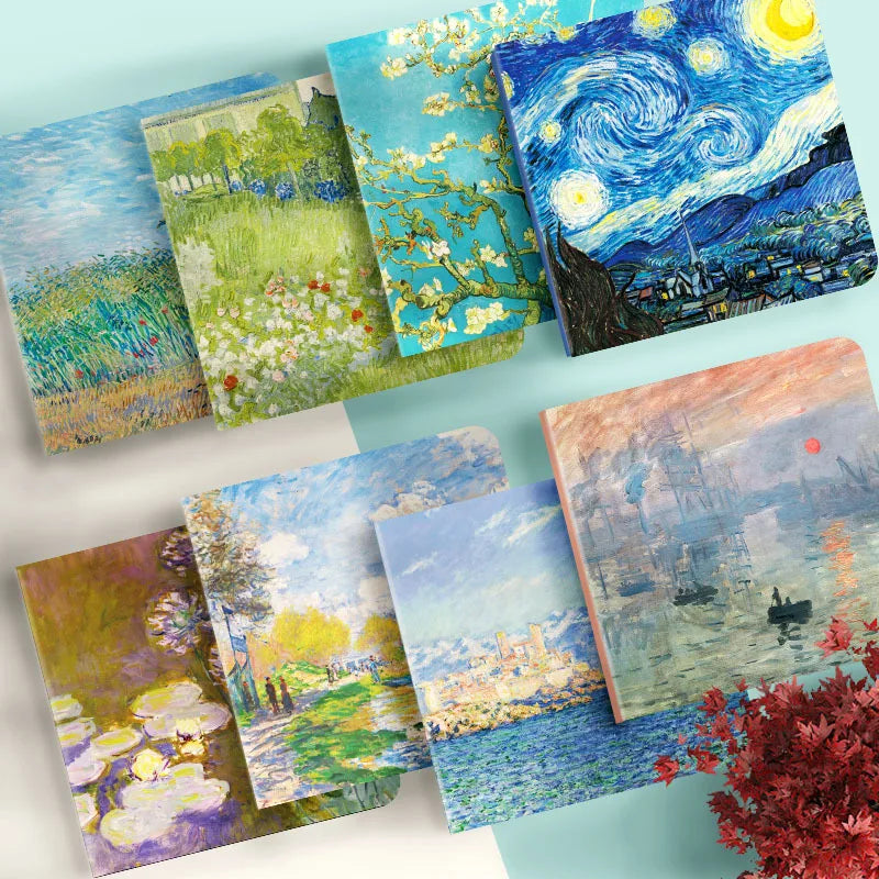 Taccuino quadrato con famosi dipinti di Monet e Van Gogh β Pagine interne bianche β Diario, agenda, planner β Cancelleria per poeti e scrittori