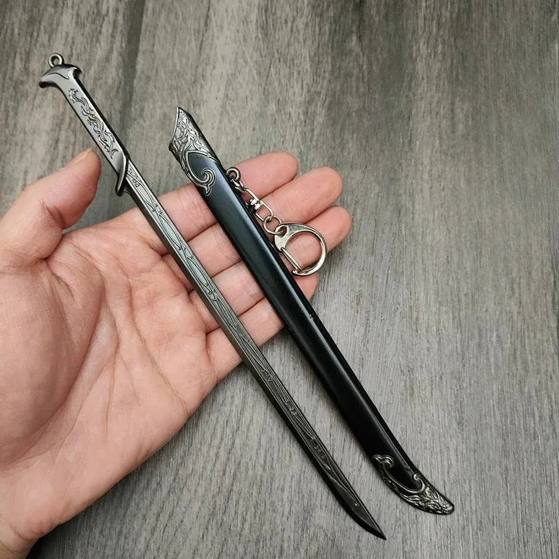 Glamdring, Aragorn, Narsil, Andúril – Spade degli Elfi | Terra di Mezzo | Katana Samurai in Metallo 22 cm – Portachiavi, Decorazione, Regalo Fantasy