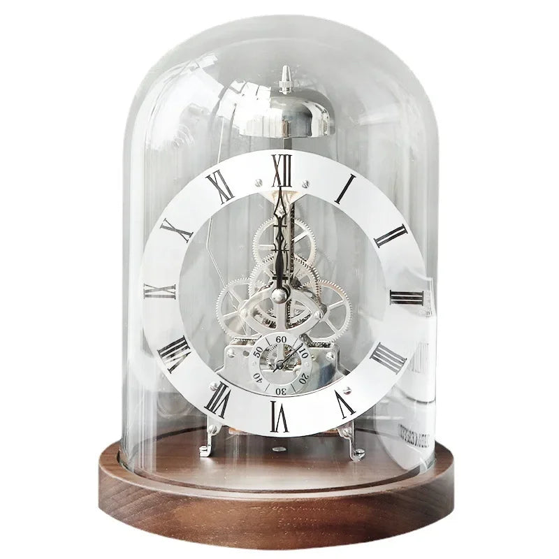 Orologio da scrivania meccanico di lusso, in metallo e legno