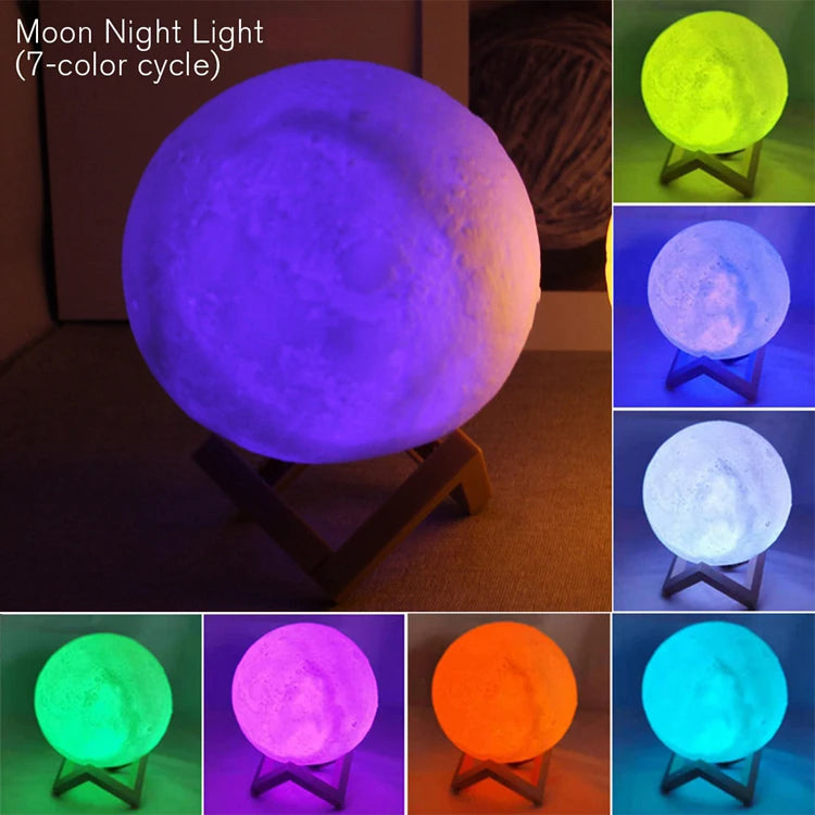 Luce da lettura a LED – Luna romantica, luce notturna a forma di luna, idea regalo per lettori, ragazzo o ragazza, decorazione per la camera da letto e da studio, illuminazione da interni.