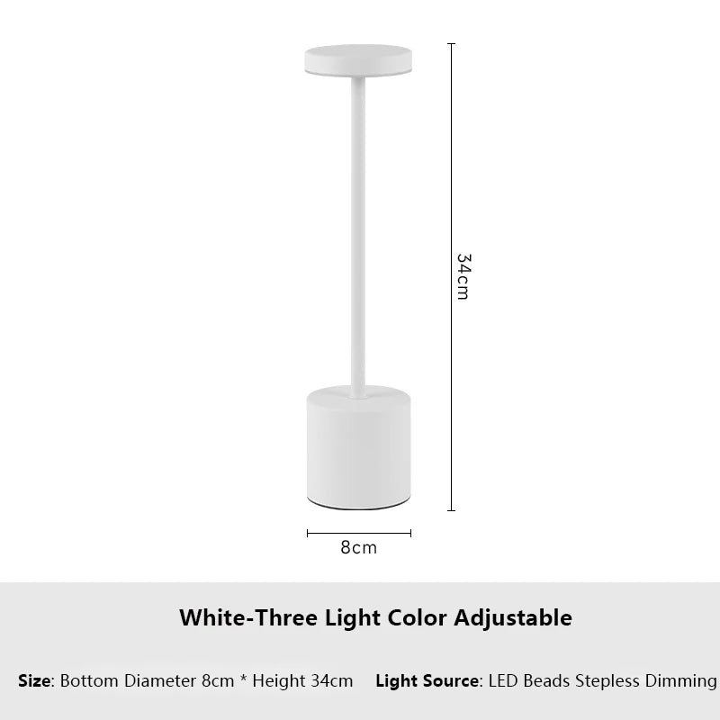 Lampada da tavolo LED ricaricabile con tocco classico: tre luci per tre stati d’animo