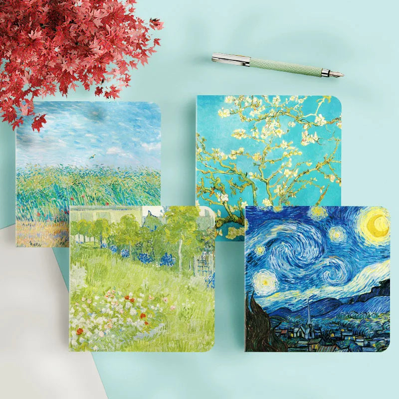 Taccuino quadrato con famosi dipinti di Monet e Van Gogh β Pagine interne bianche β Diario, agenda, planner β Cancelleria per poeti e scrittori