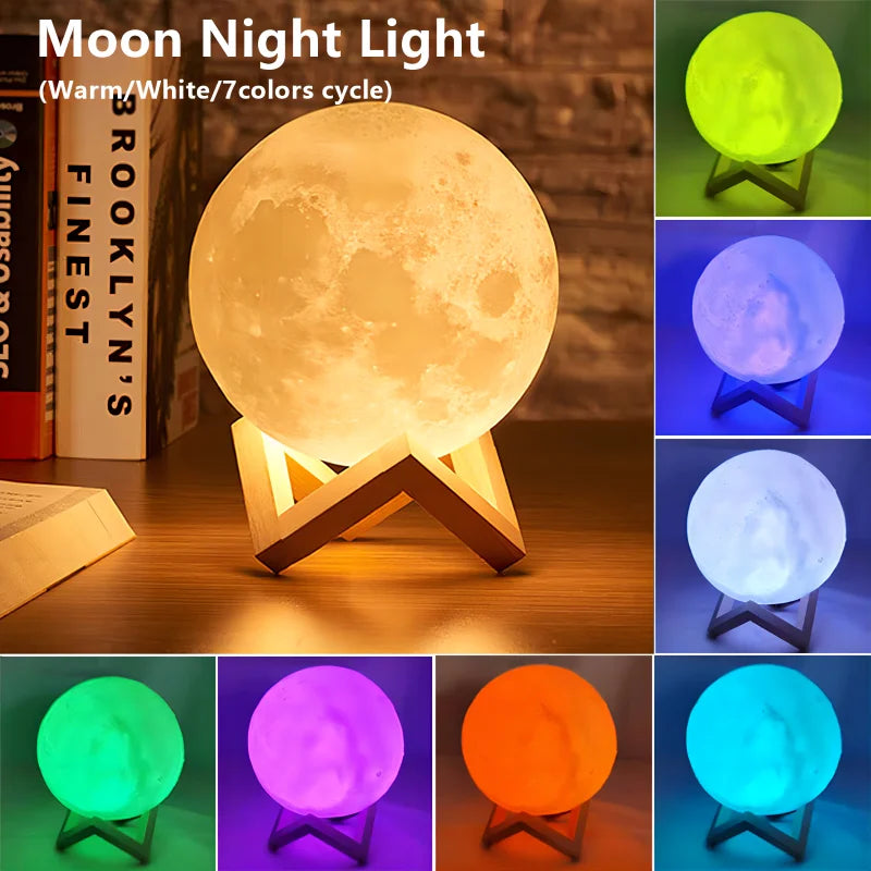 Luce da lettura a LED – Luna romantica, luce notturna a forma di luna, idea regalo per lettori, ragazzo o ragazza, decorazione per la camera da letto e da studio, illuminazione da interni.
