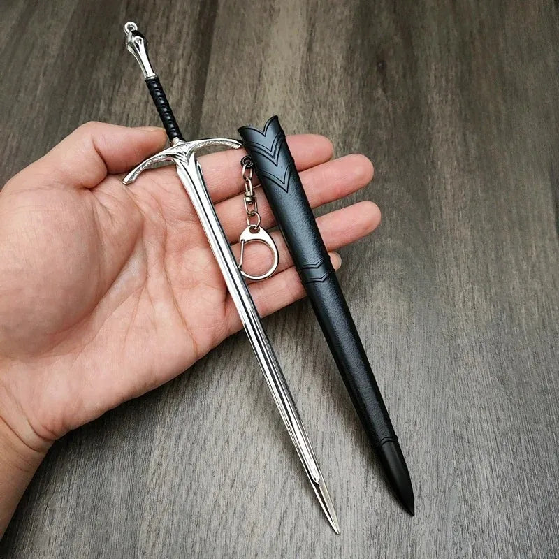 Glamdring, Aragorn, Narsil, Andúril – Spade degli Elfi | Terra di Mezzo | Katana Samurai in Metallo 22 cm – Portachiavi, Decorazione, Regalo Fantasy