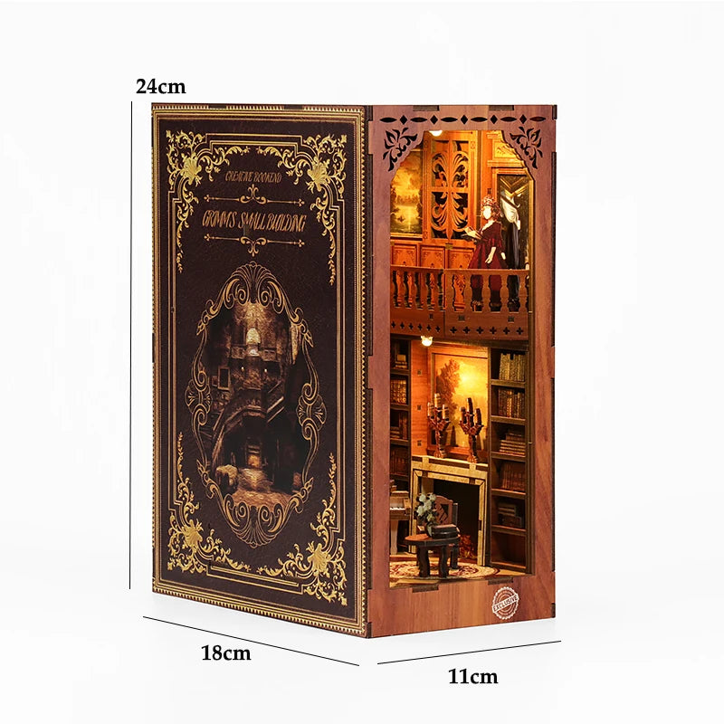 Libreria Nook in Legno Fermalibri - Decorazione per Scaffale con Luci LED.