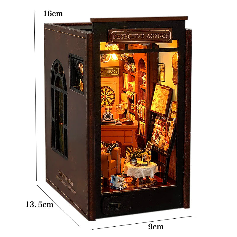 Libreria Nook in Legno Fermalibri - Decorazione per Scaffale con Luci LED.