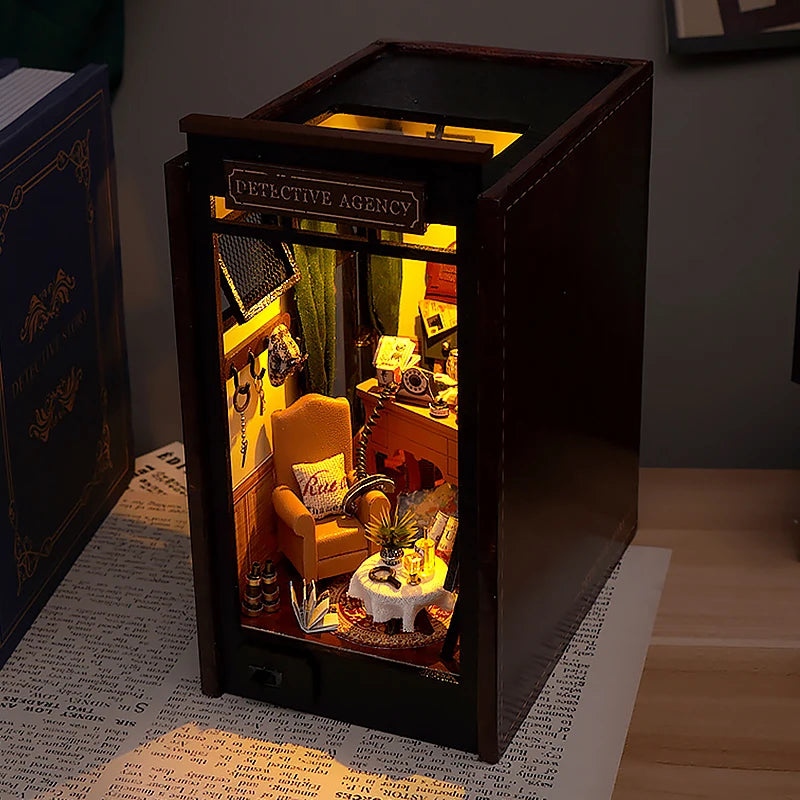 Libreria Nook in Legno Fermalibri - Decorazione per Scaffale con Luci LED.