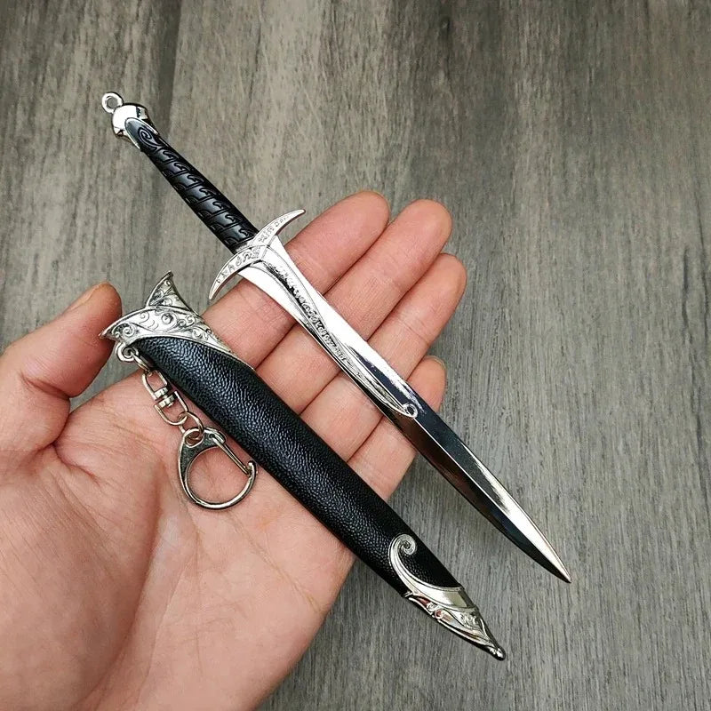 Glamdring, Aragorn, Narsil, Andúril – Spade degli Elfi | Terra di Mezzo | Katana Samurai in Metallo 22 cm – Portachiavi, Decorazione, Regalo Fantasy